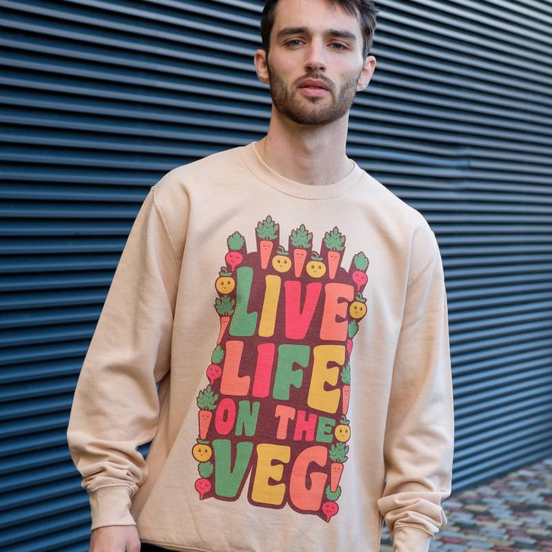 Live Life On The Veg Herren Spruch Sweatshirt von Batch1UK