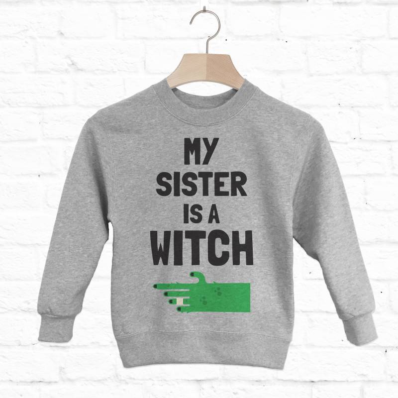 My Sister Is A Witch Kinder Halloween Sweatshirt von Batch1UK