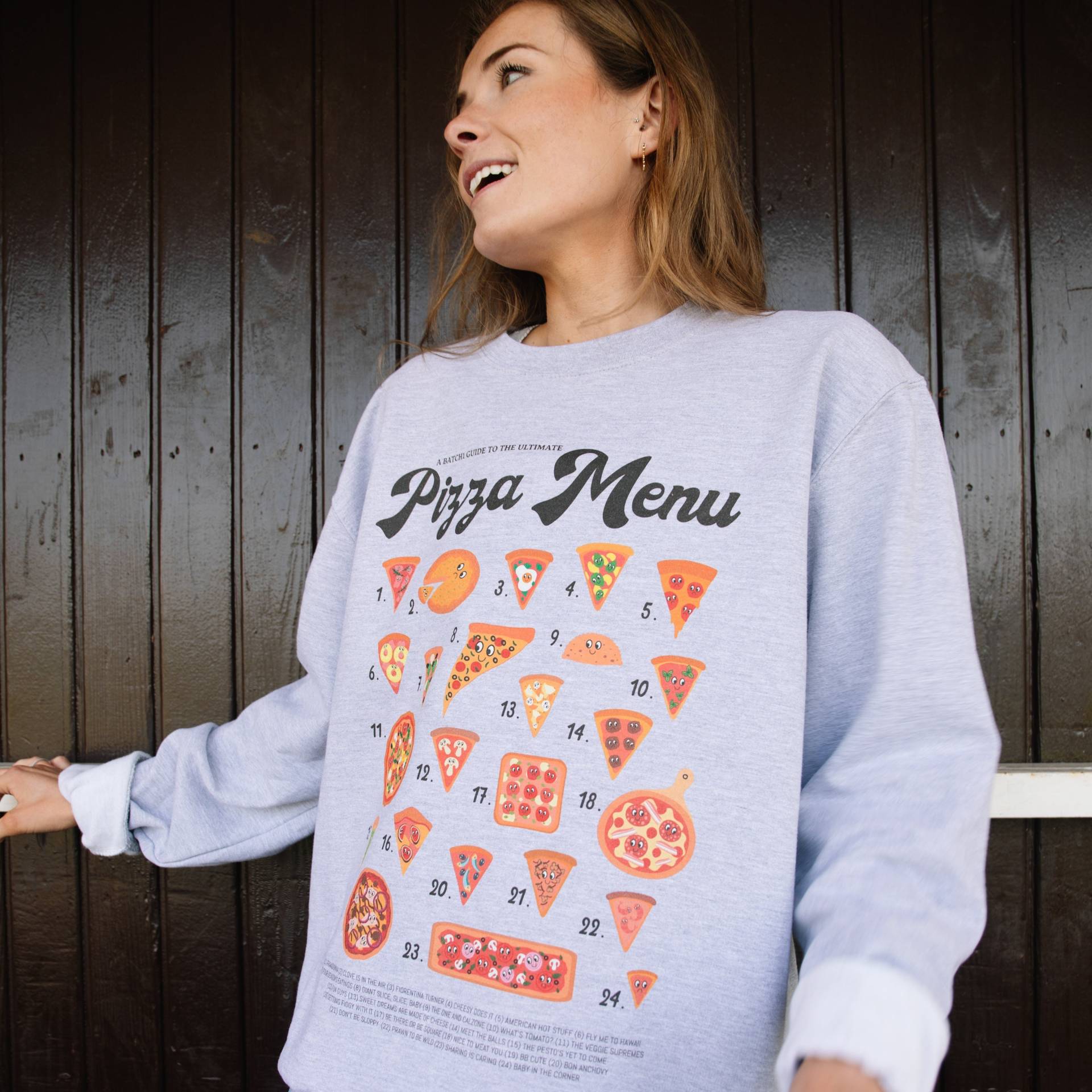 Pizza Menu Guide Damen Grafik Sweatshirt von Batch1UK