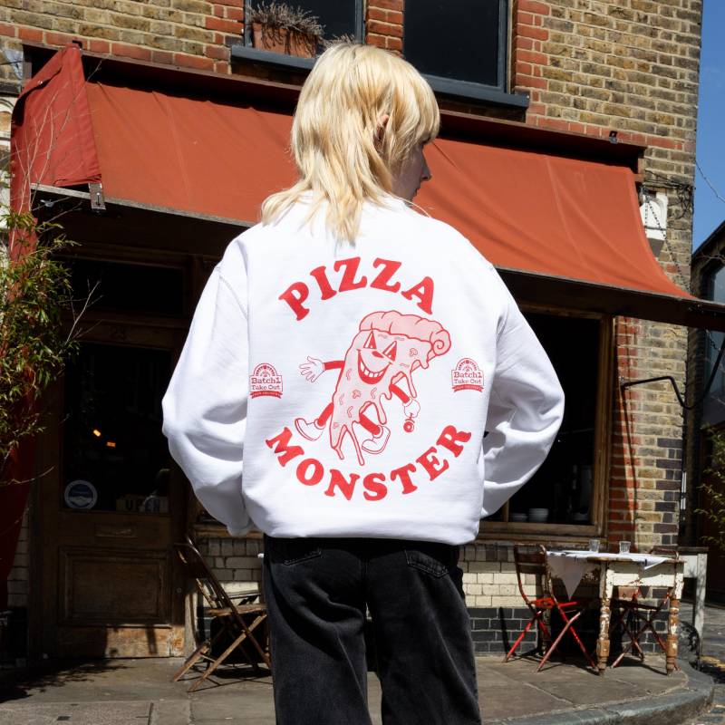 Pizza Monster Frauen Back Print Sweatshirt von Batch1UK