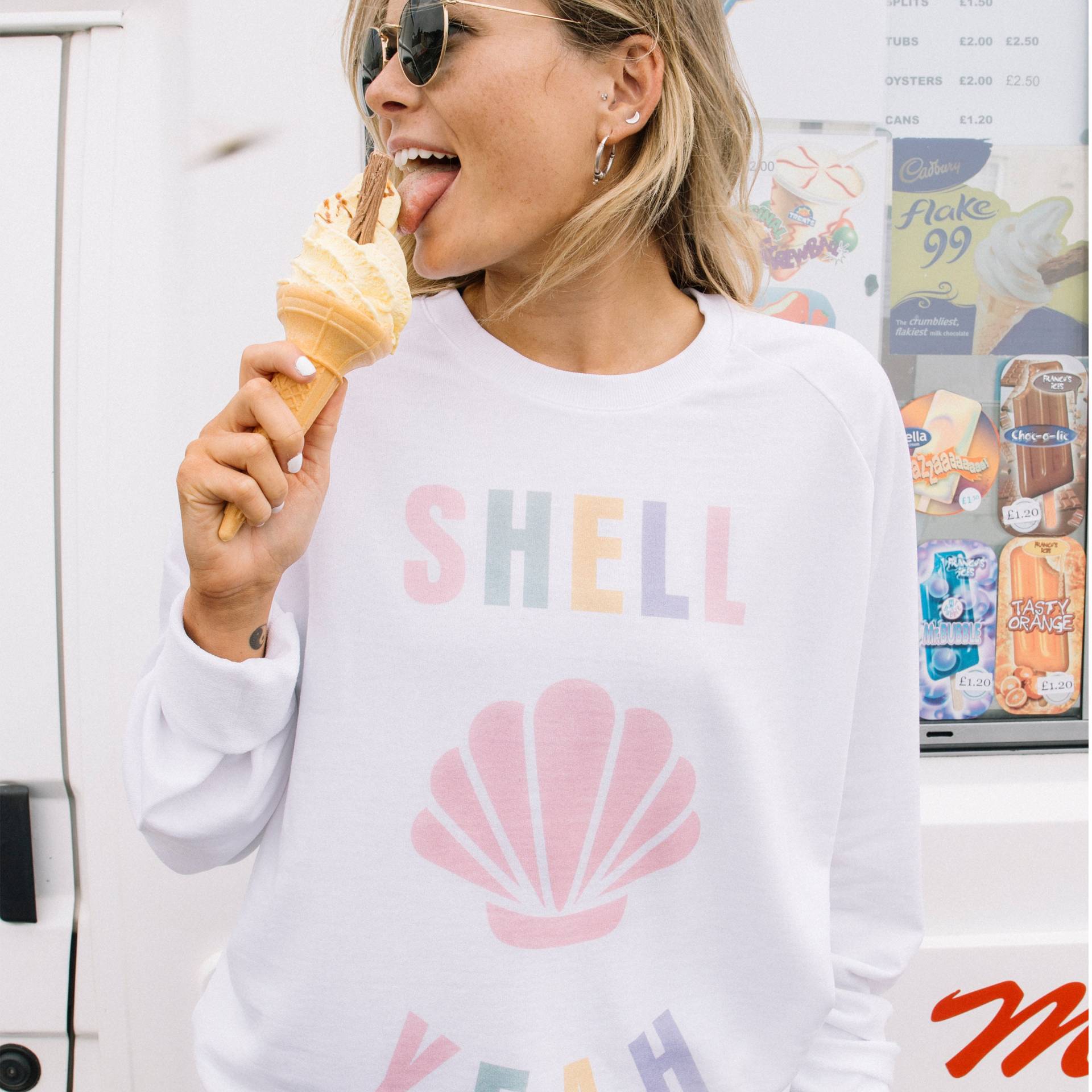 Shell Ja Damen Sommer Strand Slogan Sweatshirt von Batch1UK