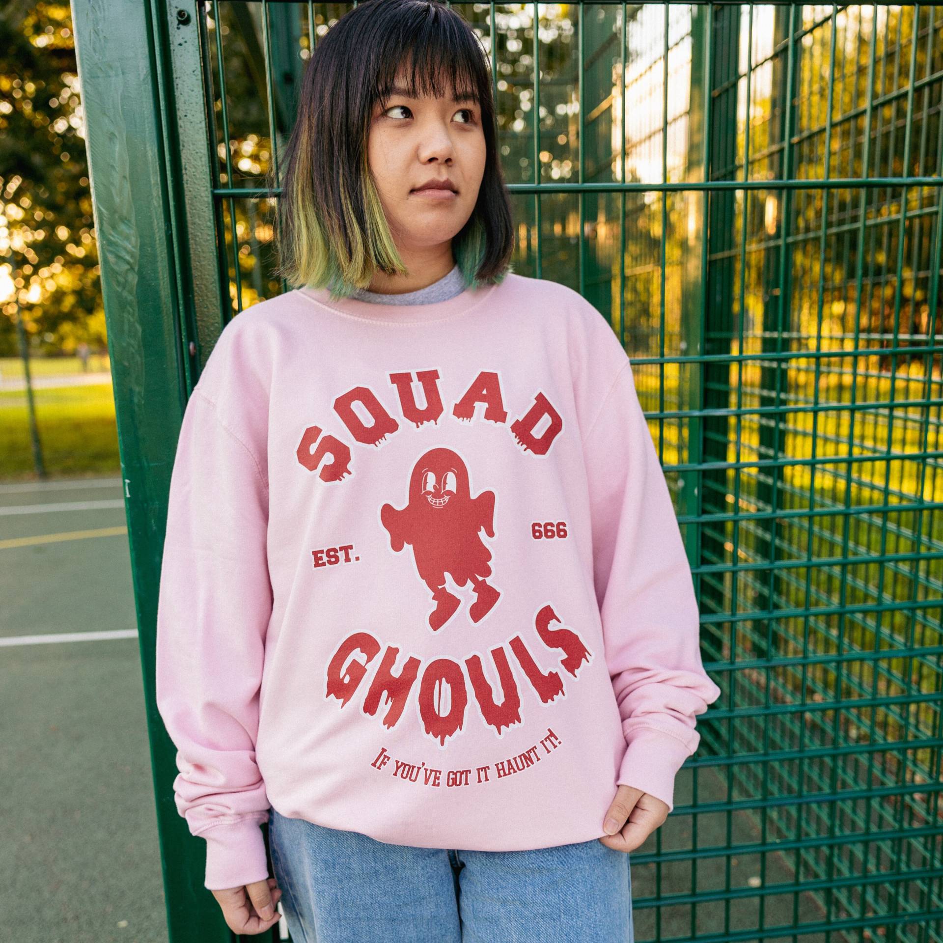 Squad Ghouls Damen Varsity Style Spruch Sweatshirt von Batch1UK