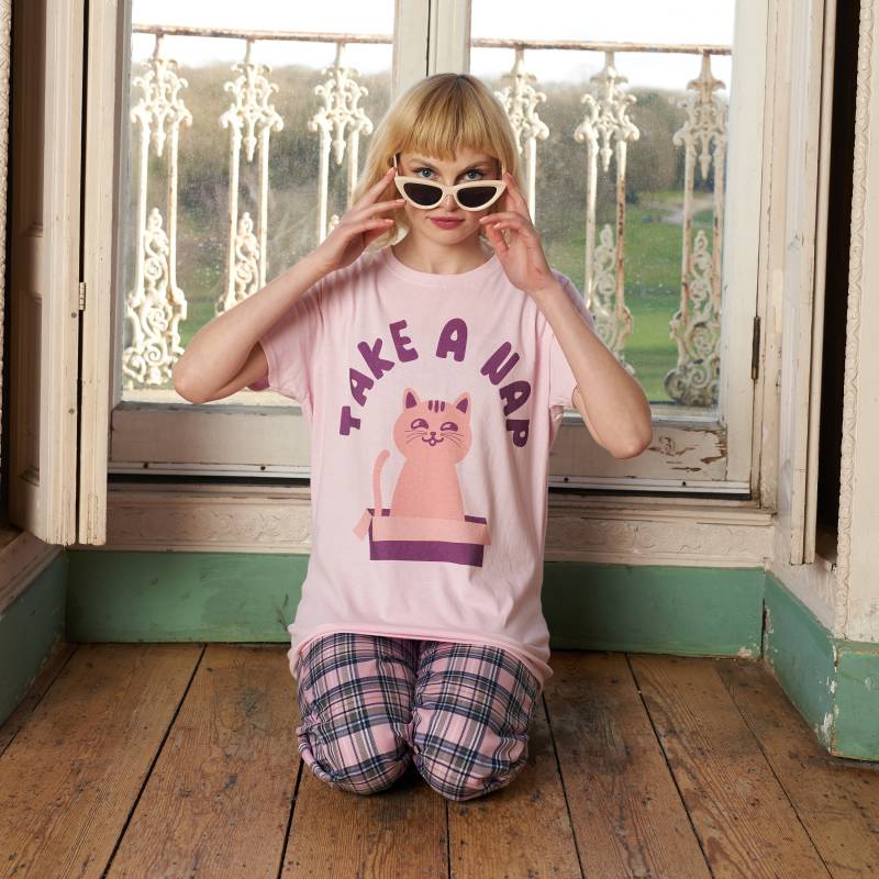 Take A Nap Damen Katze Slogan T-Shirt von Batch1UK
