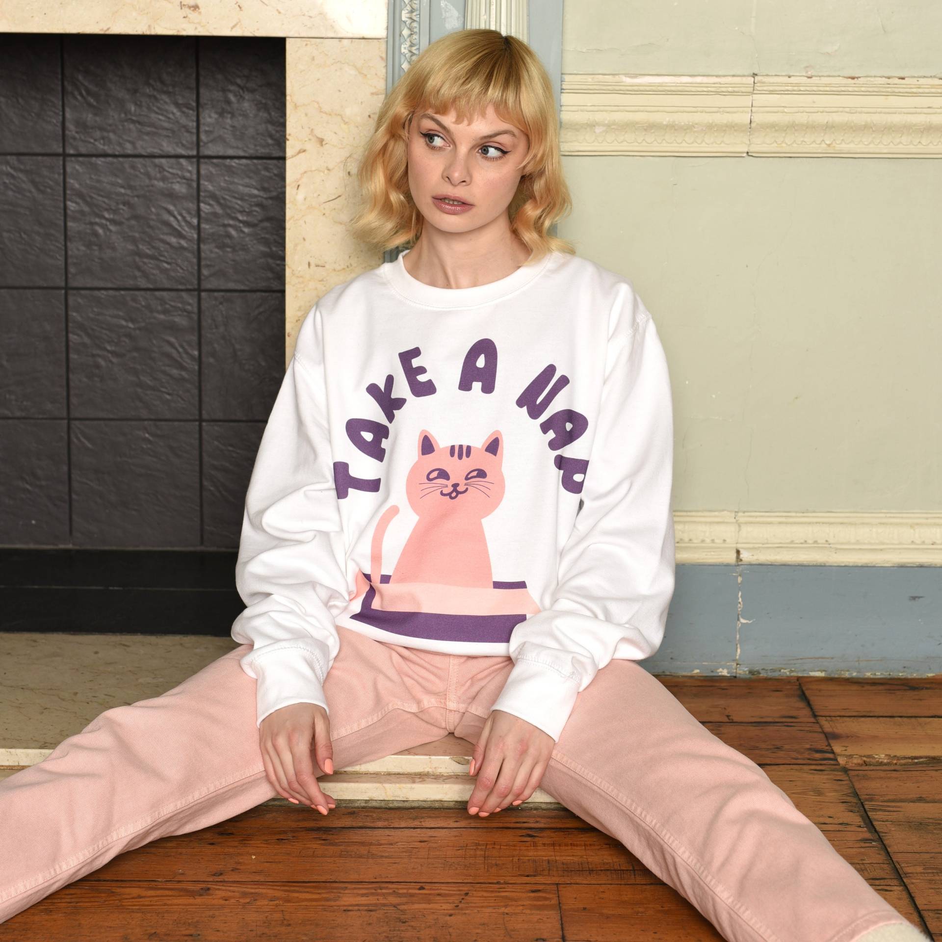 Take A Nap Damen Katze Spruch Sweatshirt von Batch1UK