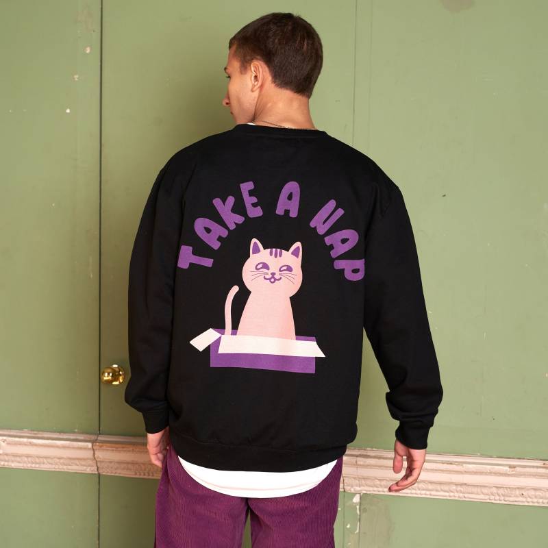 Take A Nap Herren Katze Spruch Sweatshirt von Batch1UK