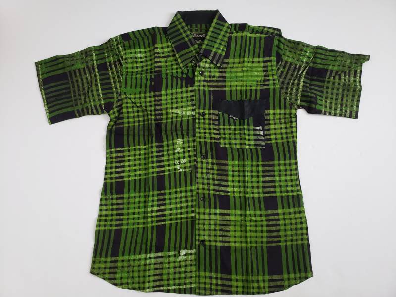 Allswell Herren Batik Shirt, Grün Und Schwarz, Versandkostenfrei von BatikHome