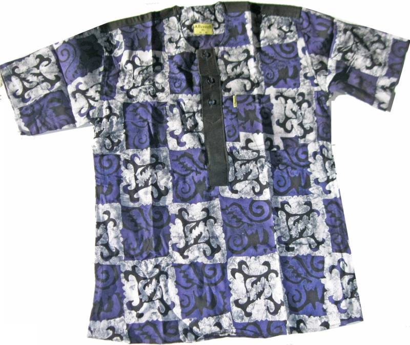 Allswell Herren Batik Shirt, Indigo, Schwarz-Weiß, Versandkostenfrei von BatikHome