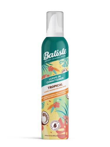 Batiste Dry Leave-In Conditioner Tropical 100 ml, Batiste-Haarspülung für Damen mit trockenem Haar, mit Sprühkopf, Haarpflege mit exotischem Kokosnuss-Duft, mit Aloe Vera, Ohne Ausspülen, Vegan von Batiste