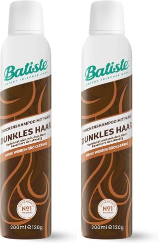 Batiste Trockenshampoo für dunkles Haar 200 ml, Dry Shampoo zum Auffrischen und Stylen, Haarpflege Spray mit einem Hauch von Farbe, Ohne Rückstände, Ohne Ausspülen, Haarstyling mit Farbeffekt von Batiste