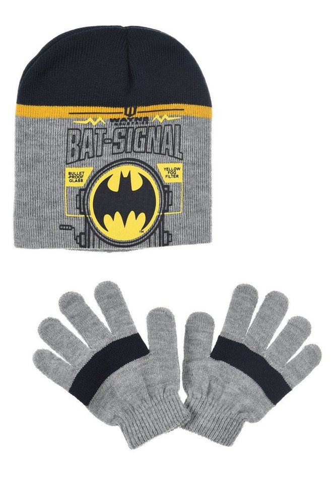 Batman Beanie Dark Knight Batman Winter-Mütze Handschuhe (SET) von Batman