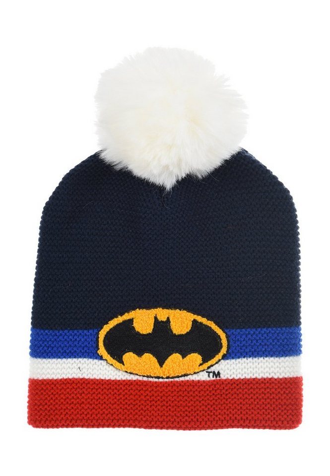 Batman Bommelmütze Kinder Jungen Strickmützte Winter-Bommel-Mütze von Batman