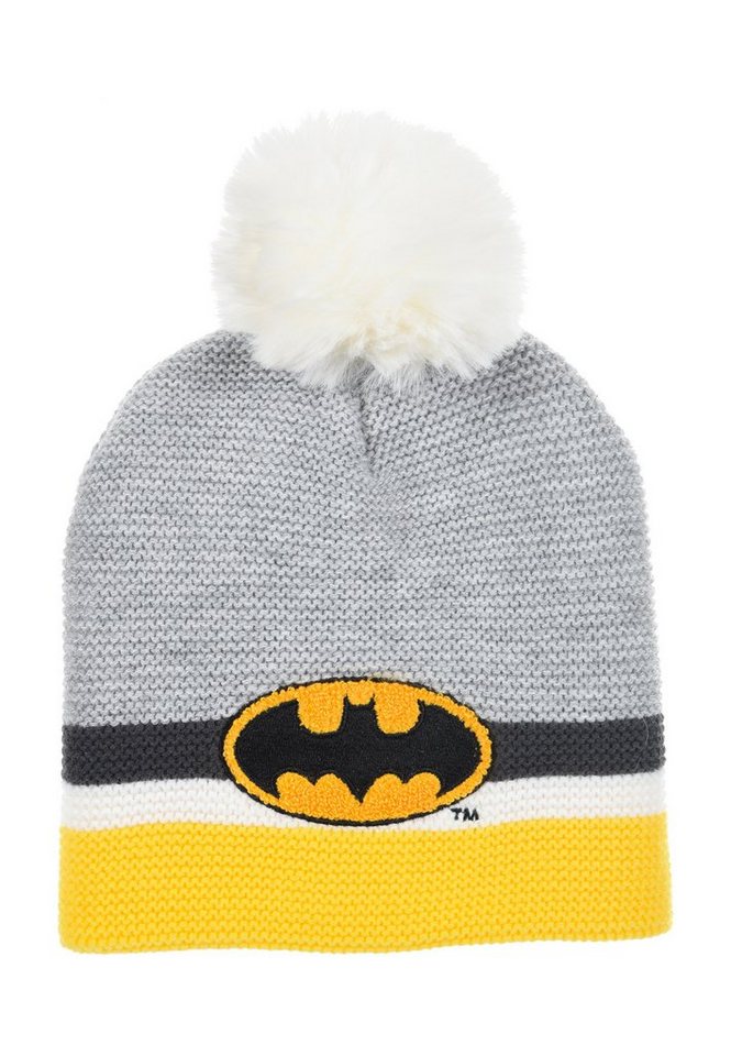 Batman Bommelmütze Kinder Jungen Strickmützte Winter-Bommel-Mütze von Batman