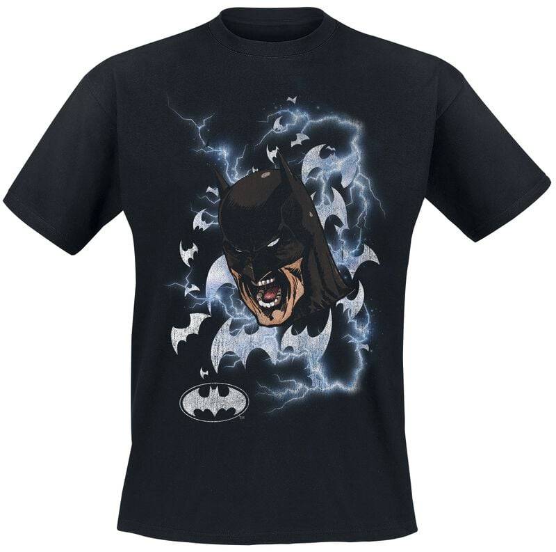 Batman - DC Comics T-Shirt - Shouts Lightning Bats - M bis 3XL - für Männer - Größe 3XL - schwarz  - Lizenzierter Fanartikel von Batman