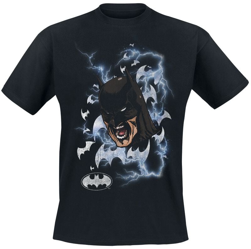 Batman - DC Comics T-Shirt - Shouts Lightning Bats - M bis 3XL - für Männer - Größe M - schwarz  - Lizenzierter Fanartikel von Batman