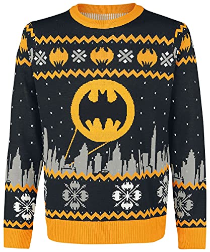 Batman Gotham Männer Weihnachtspullover schwarz/grau/gelb S von Batman