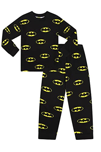 Batman Langer Pyjama-Set für Jungen, schwarz, gelbes Logo,, Schwarz , 104 von Batman