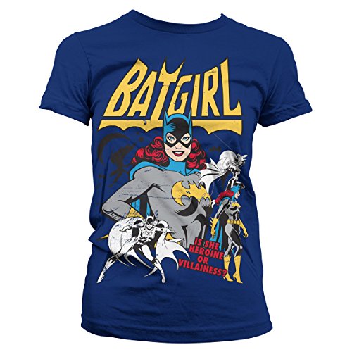 Batman Offizielles Lizenzprodukt Batgirl - Hero Or Villain Damen T-Shirt (Marineblau), Small von Batman