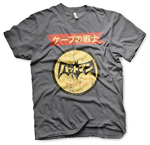 Batman Offizielles Lizenzprodukt Japanese Retro Logo Herren T-Shirt (Dark-Grau), X-Large von Batman