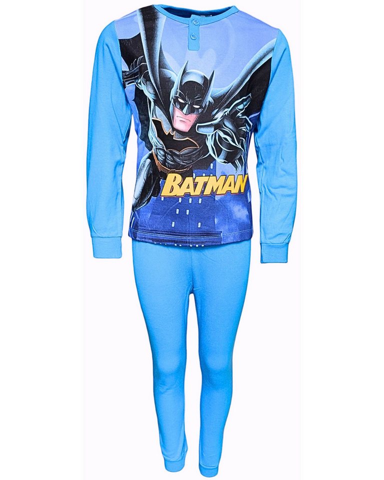 Batman Schlafanzug mit großem Batman- Print (2 tlg) Jungen Pyjama langarm Gr. 98-128 cm von Batman
