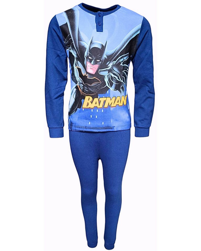 Batman Schlafanzug mit großem Batman- Print (2 tlg) Jungen Pyjama langarm Gr. 98-128 cm von Batman