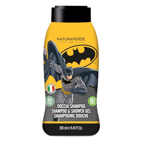 Naturaverde | Kids - Warner Bros Batman - Dusche Shampoo für Kinder, Duschseife für Körper und Haare, Hygieneprodukte für Kinder, mit BIO-Grüntee-Extrakt, 250 ml von Naturaverde
