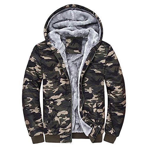 Batnott Herren Mantel Mit Kapuze Mens Outdoor Camouflage Hoodie Winter Warm Fleece Zipper Sweater Verdicken Jacket Baumwolle Outwear Männer Herbst Winter Oversize Große Größen xxxl 3xl xxxxl 4xl von Batnott