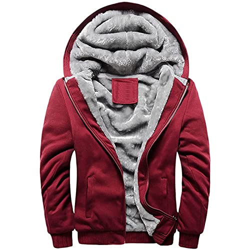 Batnott Mens Hoodie Winter warme Fleece Zipper Sweater Männe Jacke Outwear Mit Kapuze Mantel Outdoor Sweatjacke Jacke Herren Schwarz mit Fell von Batnott