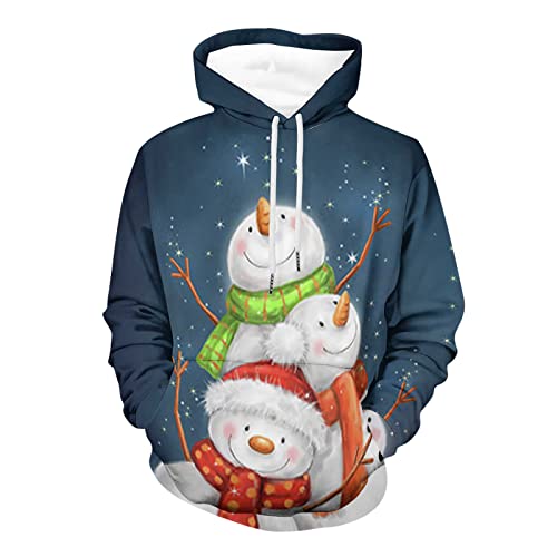 Kapuzenpullover Herren Weihnachtspullover 3D Druck Ugly Christmas Sweater Weihnachtspullover Herren Lustig 3D Print Große Größen Hässlicher Weihnachts Hoodie Pullover von Batnott