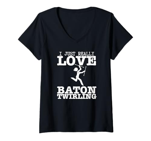 Damen Ich Liebe Baton Twirling einfach wirklich Lustige Baton Twirler für Frauen T-Shirt mit V-Ausschnitt Damen Ich Liebe Baton Twirling einfach wirklich Lustige Baton Twirler für Frauen T-Shirt mit V-Ausschnitt von Baton Twirling Costumes And Baton Twirler Gift