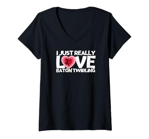 Damen Ich Liebe Baton Twirling einfach wirklich Lustige Baton Twirler für Frauen T-Shirt mit V-Ausschnitt Damen Ich Liebe Baton Twirling einfach wirklich Lustige Baton Twirler für Frauen T-Shirt mit V-Ausschnitt von Baton Twirling Costumes And Baton Twirler Gift