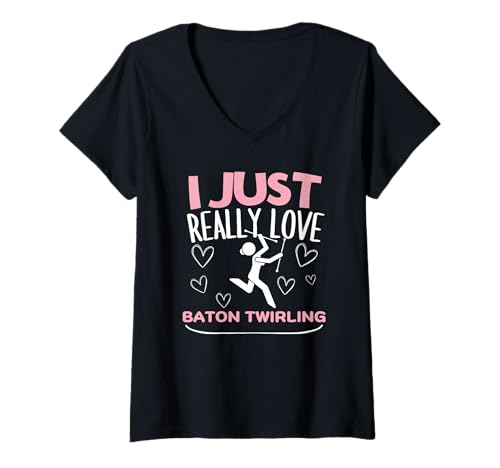 Damen Ich Liebe Baton Twirling einfach wirklich Lustige Baton Twirler für Frauen T-Shirt mit V-Ausschnitt Damen Ich Liebe Baton Twirling einfach wirklich Lustige Baton Twirler für Frauen T-Shirt mit V-Ausschnitt von Baton Twirling Costumes And Baton Twirler Gift