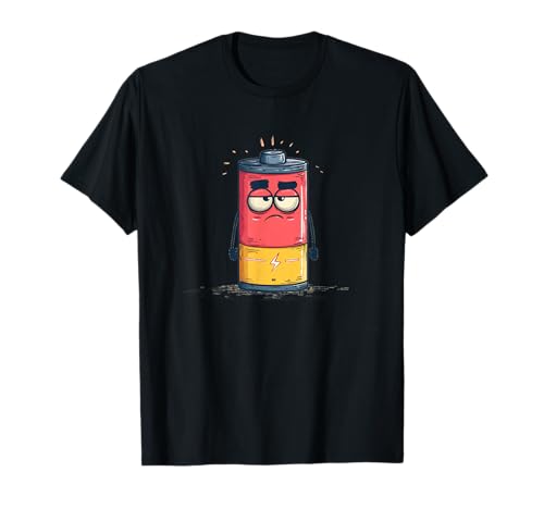 Grumpy Weak Battery Face für Erwachsene und Kinder mit viel Energie T-Shirt von Battery Outfit