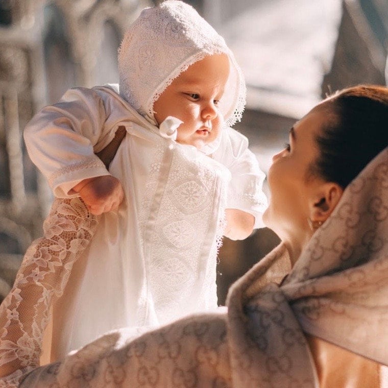 Helles Elfenbein Taufkleid Junge Feine Polierte Baumwolle Taufset von BattesimoLove