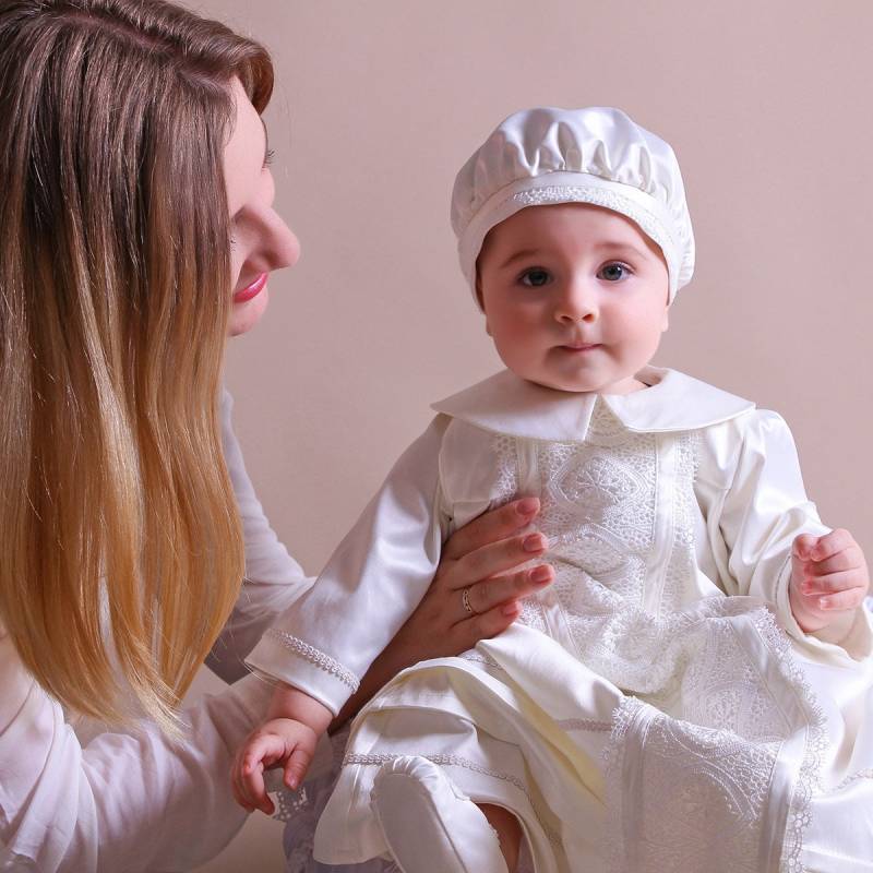 Jungen Taufkleid Set Tauf-Outfit Mit Mütze & Booties von BattesimoLove