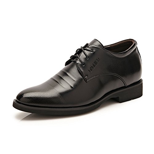 Battle Herren Elevator Schuhe 5,1 cm höher Schnürschuh Leder Loafer herausnehmbare Höhe Erhöhung Einlegesohle, Schwarz (schwarz), 43 EU von Battle Men