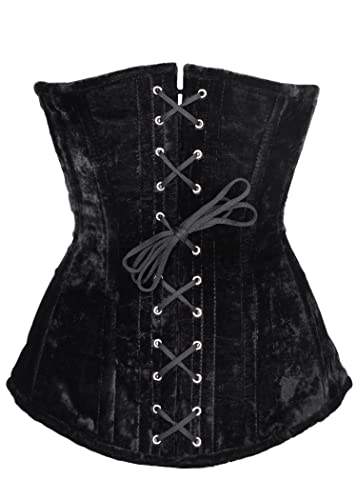 Battle-Merchant Hochwertige Unterbrust Corsage | Oberteil für Damen | Mider aus Samt mit Schnürung | Mittelalter Kleidung | LARP, Wikinger, Pirat, Goth (S, Schwarz) von Battle-Merchant