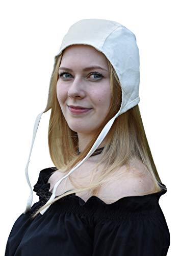 Battle-Merchant Mittelalter Bundhaube mit Bändern, Natur von Battle-Merchant