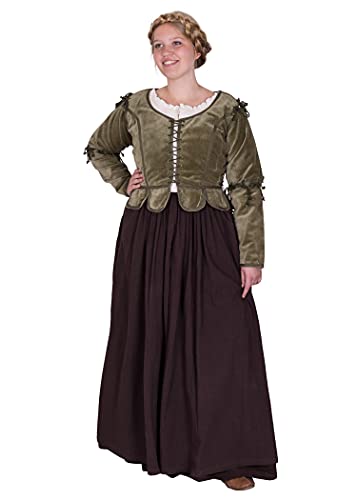 Battle-Merchant Mittelalter Damen Jacke Griselda aus Samt Baumwolle | Langarm mit Schnürungen | Kostüm Kleidung Corsage (Grün, L) von Battle-Merchant