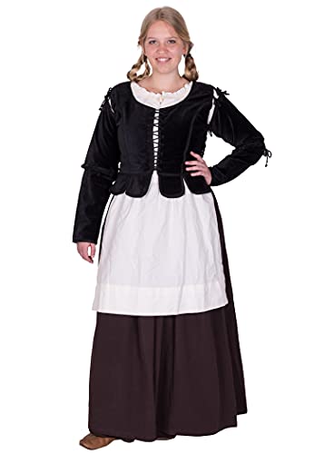 Battle-Merchant Mittelalter Damen Jacke Griselda aus Samt Baumwolle | Langarm mit Schnürungen | Kostüm Kleidung Corsage (Schwarz, L) von Battle-Merchant