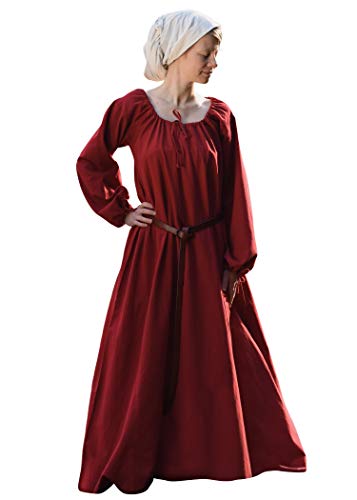 Battle-Merchant - Mittelalter Kleid Ana Damen - Wikinger Kostüm Langarm bodenlang Baumwolle - LARP Gewandung (Rot, S) von Battle-Merchant