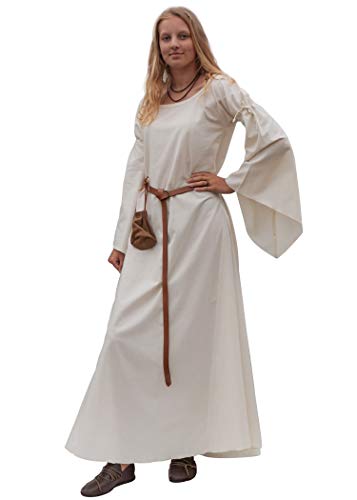 Battle-Merchant Mittelalter Kleid Burglinde, Damen, Trompetenärmel, Baumwolle, Unterkleid, Langarm, bodenlang, Kostüm, Natur, Gr. XXL von Battle-Merchant