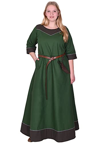 Battle-Merchant Mittelalter Kleid Damen Gesine lang | Wikinger Kostüm LARP Kleidung | mit eingenähten Taschen | Canvas Baumwolle (Grün, L) von Battle-Merchant