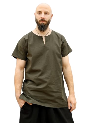 Battle-Merchant Mittelalter Tunika Sigmund - Kurzarm Tunika für Herren - LARP Ritterhemd Krieger Verkleidung - Wikinger (XXL, Olivgrün) von Battle-Merchant