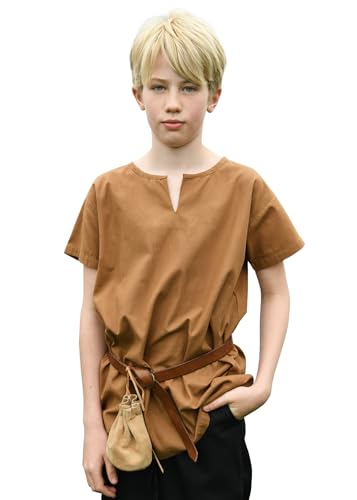 Battle-Merchant Mittelalter Tunika für Kinder Hemd Kleidung Kostüm 110, Beigebraun von Battle-Merchant