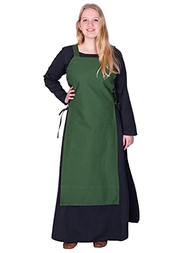 Battle-Merchant Mittelalter Überkleid Tinna Trägerkleid für Damen | Kleid Schürze mit Schnürung ärmellos Baumwolle Kostüm | LARP Wikinger Tinna (as3, Alpha, l, x_l, Regular, Regular, Grün) von Battle-Merchant