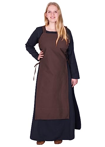 Battle-Merchant Mittelalter Überkleid Tinna Trägerkleid für Damen | Kleid Schürze mit Schnürung ärmellos Baumwolle Kostüm | LARP Wikinger Tinna (S/M, Braun) von Battle-Merchant