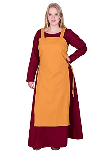 Battle-Merchant Mittelalter Überkleid Tinna Trägerkleid für Damen | Kleid Schürze mit Schnürung ärmellos Baumwolle Kostüm | LARP Wikinger Tinna (as3, Alpha, s, m, Regular, Regular, Senfgelb) von Battle-Merchant