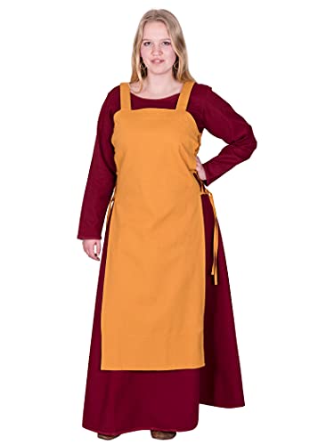 Battle-Merchant Mittelalter Überkleid Tinna Trägerkleid für Damen | Kleid Schürze mit Schnürung ärmellos Baumwolle Kostüm | LARP Wikinger Tinna (S/M, Senfgelb) von Battle-Merchant