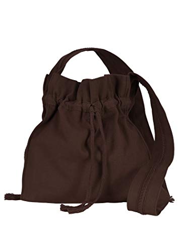 Battle-Merchant Mittelalter Umhängetasche für Damen und Herren aus Baumwolle | Schultertasche oder Schulterbeutel aus Canvas | Karneval Pilgertasche aus Stoff diverse Farben (Braun) von Battle-Merchant