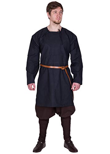 Battle-Merchant Mittelalter Wikinger Tunika Herren | Viborg Rekonstruktion Langarm Kostüm Karneval (Blau, M) von Battle-Merchant